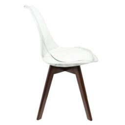 Fusion Living Soho Clear And White Plastic Dining Chair With Squared Dark Wood Legs - thumbnail 5