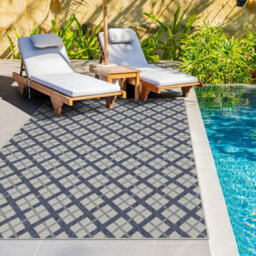 Homeart Outdoor Rugs Easy Cleaning Area Rugs For Balcony,garden,picnic,uv Weather Resistant  D.blue Cream, 180 X 270 Cm - thumbnail 2