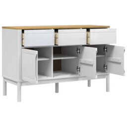 Berkfield Sideboard Floro White 114X43X74 Cm Solid Wood Pine - thumbnail 8