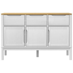 Berkfield Sideboard Floro White 114X43X74 Cm Solid Wood Pine - thumbnail 5