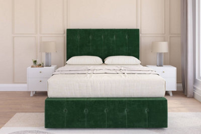 "Sloomy Cambridge Emerald Plush Divan Bed 2 Drawers Left Side-26"" Strutted Headboard 12"" Footboard 2'6 Small Single" - image 1