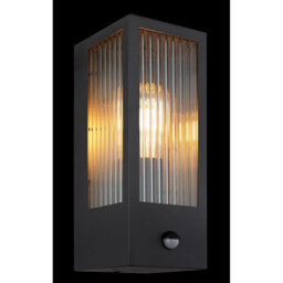 Luminosa Lighting Luminosa Gundula Pir Outdoor Wall Lantern Matt Black Ip44 Clear Glass Shade 1X E27 Dawn Dusk Sensor - thumbnail 4