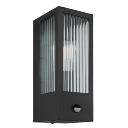 Luminosa Lighting Luminosa Gundula Pir Outdoor Wall Lantern Matt Black Ip44 Clear Glass Shade 1X E27 Dawn Dusk Sensor - thumbnail 2