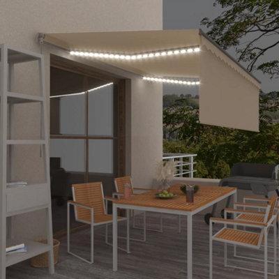 Berkfield Manual Retractable Awning With Blind&led 4X3M Cream - image 1