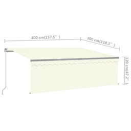 Berkfield Manual Retractable Awning With Blind&led 4X3M Cream - thumbnail 7