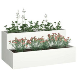 Berkfield Garden Planter White 100 X 60 X 45 Cm Steel - thumbnail 3