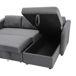 Living And Home Dark Grey L Shaped Sofa Bed Fabric 3 Seater Corner Couch With Storage Chaise Lounge - thumbnail 5