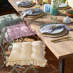 Wylder Millie Ruffle Striped Outdoor Cushion, Pink, 50 X 50Cm - thumbnail 4