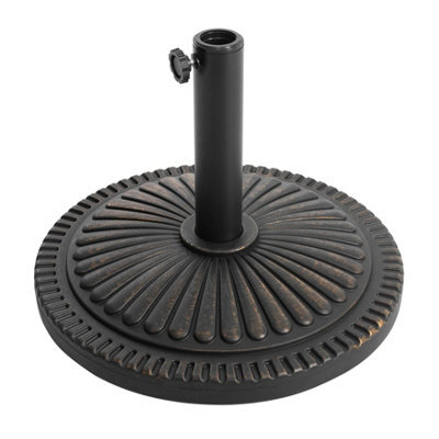 Avestar Outdoor 45 Cm Round Parasol Base, 15 Kg Concrete Umbrella Base For 3.8-4.8 Cm Poles, Black With Gold-Painted Edge - image 1