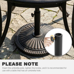 Avestar Outdoor 45 Cm Round Parasol Base, 15 Kg Concrete Umbrella Base For 3.8-4.8 Cm Poles, Black With Gold-Painted Edge - thumbnail 7