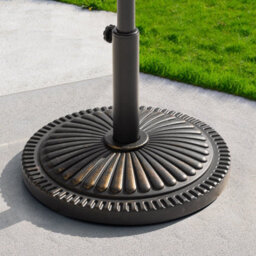 Avestar Outdoor 45 Cm Round Parasol Base, 15 Kg Concrete Umbrella Base For 3.8-4.8 Cm Poles, Black With Gold-Painted Edge - thumbnail 2