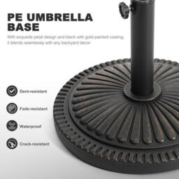 Avestar Outdoor 45 Cm Round Parasol Base, 15 Kg Concrete Umbrella Base For 3.8-4.8 Cm Poles, Black With Gold-Painted Edge - thumbnail 5