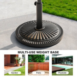 Avestar Outdoor 45 Cm Round Parasol Base, 15 Kg Concrete Umbrella Base For 3.8-4.8 Cm Poles, Black With Gold-Painted Edge - thumbnail 8