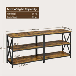 Yaheetech 3-Layer Shelved Tv Stand Up To 65 Inch Rustic Brown - thumbnail 3