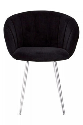 Orsina Black Velvet Chair, Backrest Dining Chair, Easy To Clean Swivel Dining Armchair, Comfortable Armchair - image 1