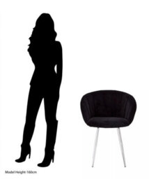 Orsina Black Velvet Chair, Backrest Dining Chair, Easy To Clean Swivel Dining Armchair, Comfortable Armchair - thumbnail 8