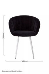 Orsina Black Velvet Chair, Backrest Dining Chair, Easy To Clean Swivel Dining Armchair, Comfortable Armchair - thumbnail 7