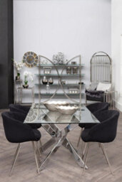 Orsina Black Velvet Chair, Backrest Dining Chair, Easy To Clean Swivel Dining Armchair, Comfortable Armchair - thumbnail 5