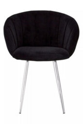 Orsina Black Velvet Chair, Backrest Dining Chair, Easy To Clean Swivel Dining Armchair, Comfortable Armchair - thumbnail 1
