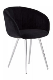Orsina Black Velvet Chair, Backrest Dining Chair, Easy To Clean Swivel Dining Armchair, Comfortable Armchair - thumbnail 2