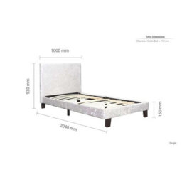 Single Bed Frame & Mattress Silver Velvet Fabric Birlea Sleepsoul Paris 3Ft - thumbnail 7