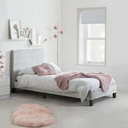 Single Bed Frame & Mattress Silver Velvet Fabric Birlea Sleepsoul Paris 3Ft - thumbnail 1