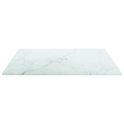 Berkfield Table Top White 40X40 Cm 6 mm Tempered Glass With Marble Design - thumbnail 3