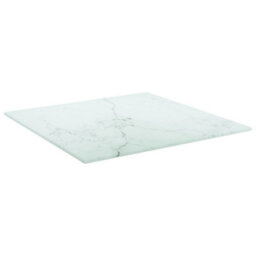 Berkfield Table Top White 40X40 Cm 6 mm Tempered Glass With Marble Design - thumbnail 2