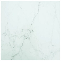 Berkfield Table Top White 40X40 Cm 6 mm Tempered Glass With Marble Design - thumbnail 1