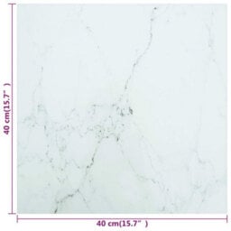 Berkfield Table Top White 40X40 Cm 6 mm Tempered Glass With Marble Design - thumbnail 5