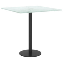 Berkfield Table Top White 40X40 Cm 6 mm Tempered Glass With Marble Design - thumbnail 4