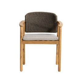 Where Saints Go Ltd Jakarta Outdoor Dining Chair, Grey Fabric Charcoal Rope, Grey Wash Acacia Frame With Charcoal Rope Back By Where Saints Go - thumbnail 3