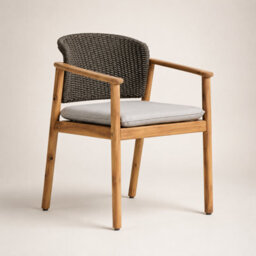 Where Saints Go Ltd Jakarta Outdoor Dining Chair, Grey Fabric Charcoal Rope, Grey Wash Acacia Frame With Charcoal Rope Back By Where Saints Go - thumbnail 2