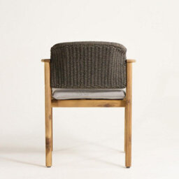 Where Saints Go Ltd Jakarta Outdoor Dining Chair, Grey Fabric Charcoal Rope, Grey Wash Acacia Frame With Charcoal Rope Back By Where Saints Go - thumbnail 7