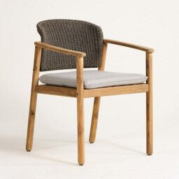 Where Saints Go Ltd Jakarta Outdoor Dining Chair, Grey Fabric Charcoal Rope, Grey Wash Acacia Frame With Charcoal Rope Back By Where Saints Go - thumbnail 6