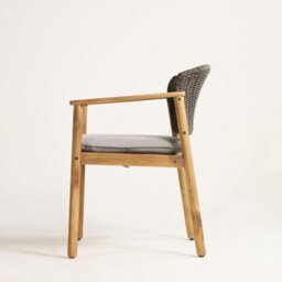 Where Saints Go Ltd Jakarta Outdoor Dining Chair, Grey Fabric Charcoal Rope, Grey Wash Acacia Frame With Charcoal Rope Back By Where Saints Go - thumbnail 5