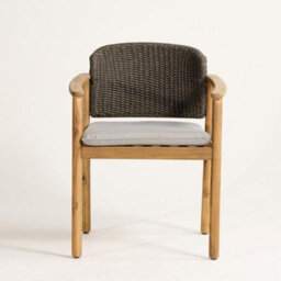 Where Saints Go Ltd Jakarta Outdoor Dining Chair, Grey Fabric Charcoal Rope, Grey Wash Acacia Frame With Charcoal Rope Back By Where Saints Go - thumbnail 4
