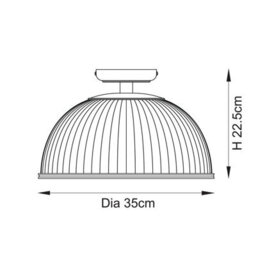 Luminosa Lighting Luminosa Somerset Bowl Semi Flush Ceiling Light Vintage Brass Finish & Clear Ribbed Glass E27 - thumbnail 7