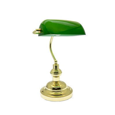 Innoteck Classic Bankers Desk Lamp - Green & Polished Brass - image 1