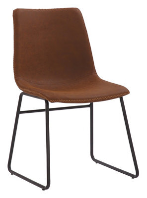 Lamboro Antico Premium Brown Faux-Leather Modern Fixed Height Chair, Single - image 1