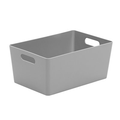 Wham Studio High Polished Finish Gloss Cool Grey Plastic Nestable Storage Basket (H)11Cm (W)17Cm (D)17Cm - image 1