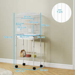 Pawhut Bird Cage For Budgie Finch Canary Parakeet W/ Stand Tray White - thumbnail 3