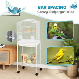 Pawhut Bird Cage For Budgie Finch Canary Parakeet W/ Stand Tray White - thumbnail 6