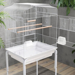 Pawhut Bird Cage For Budgie Finch Canary Parakeet W/ Stand Tray White - thumbnail 8