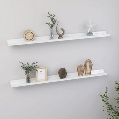 Vidaxl Wall Shelves 2 Pcs High Gloss White 100X9X3 Cm - image 1