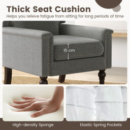 Costway Modern Armchair Linen Fabric Upholstered Single Sofa Side Chair W/ Nailhead Trim - thumbnail 5