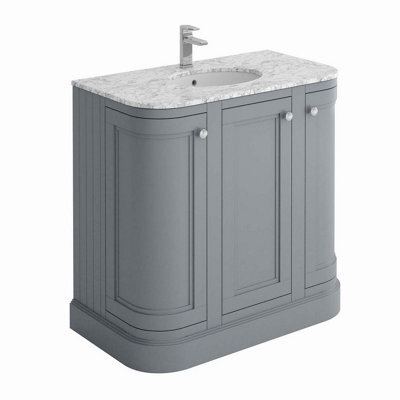 Plum&clay Fairmont Traditional Curved Light Grey Floor Standing Vanity Unit With Ceramic Basin & Marble Top (W)900mm - image 1