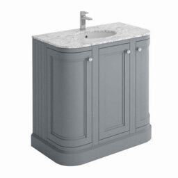 Plum&clay Fairmont Traditional Curved Light Grey Floor Standing Vanity Unit With Ceramic Basin & Marble Top (W)900mm