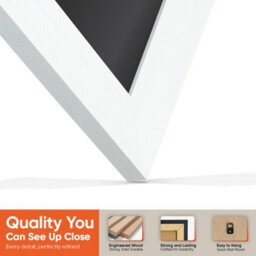 "AK Frames 25X17"" White Modern Vinyl Record Frame With Black Mount For 12 Inch Lp Cover & Disc - Overlapped Design" - thumbnail 3