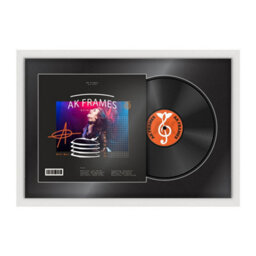 "AK Frames 25X17"" White Modern Vinyl Record Frame With Black Mount For 12 Inch Lp Cover & Disc - Overlapped Design"
